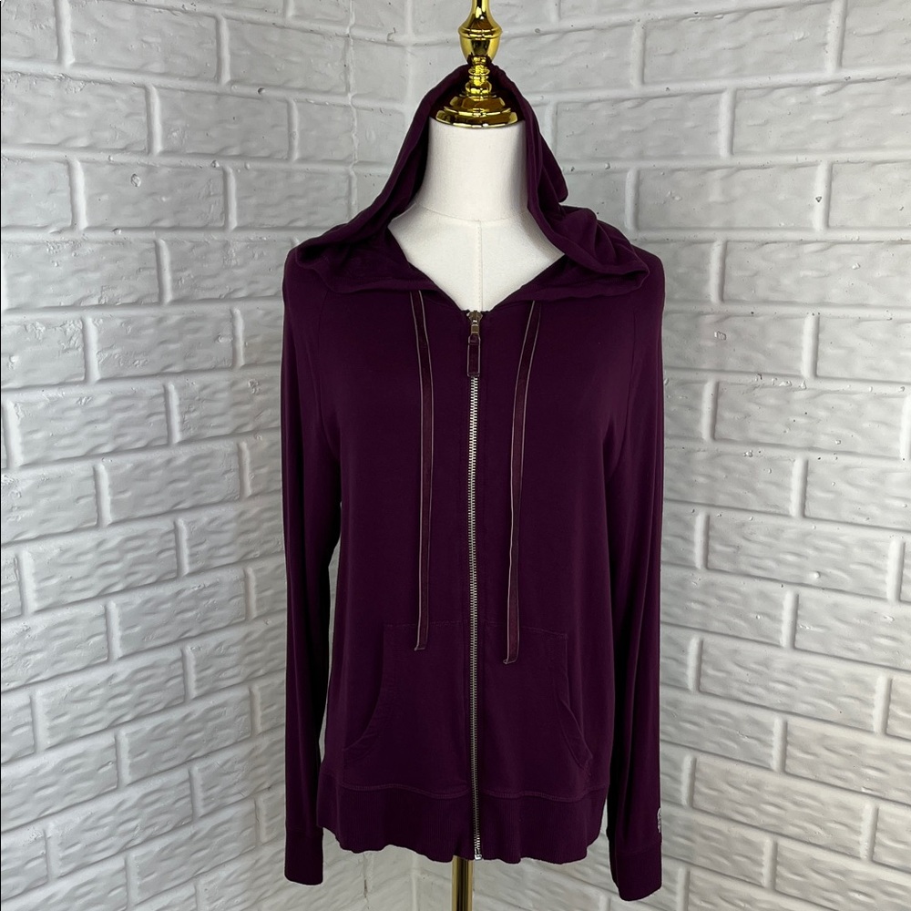 VICTORIA’S SECRET HOODIE LIGHTWEIGHT STRETCHY ZIP UP PURPLE COLOR VELVET SZ LG
